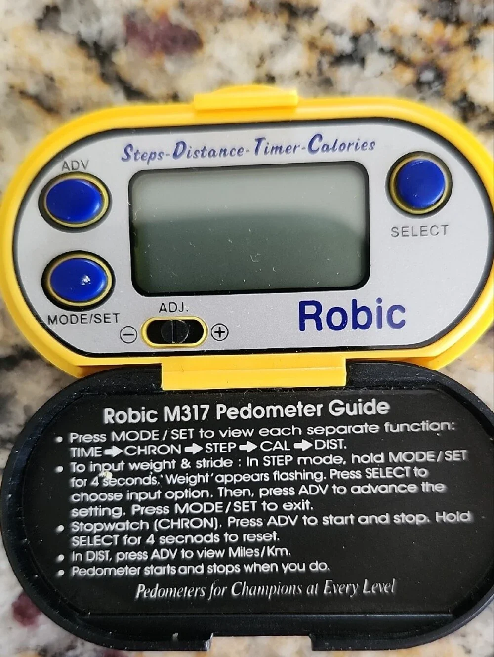 Robic M-317 Vintage Pedometer - Steps, Distance, Timer, Calories
